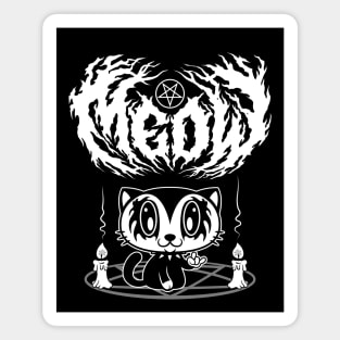 Meow Kawaii Kitty - Black Metal Logo - Creepy Cute Cat - Funny Goth Magnet